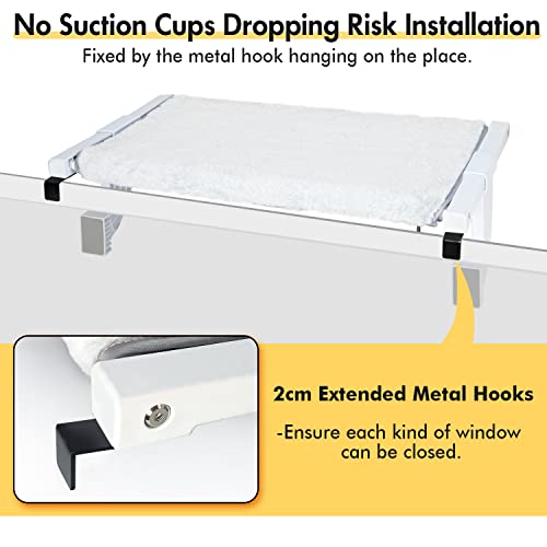 Zoratoo CWSP68 Window Sill Mount Cat Perch For Indoor Cats, One-Step Sliding Clamping Slot Adjustment Cat Hammock With Removable Two Fabrics Cover, No Suction Cups Cat Bed thumb #5