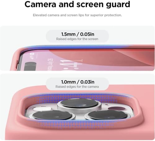 Image of Premium Liquid Silicone Case for iPhone 16 Pro - Slim Full Body Protective Back Cover with Soft Microfiber Lining, Anti-Slip Grip Scratch Resistant Phone Case (Pink)