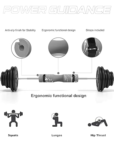 Image of POWER GUIDANCE Barbell Squat Pad - Neck & Shoulder Protective Pad - Great for Squats, Lunges, Hip Thrusts, Weight Lifting & More - Fit Standard and Olympic Bars Perfectly (Grey)