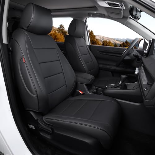Ranaya Custom 1:1 Fit CRV Seat Covers for Honda CR-V 2023 2024 2025 2026 Hybrid & Gas Models (LX EX EX-L Sport Touring) Full Set Front & Rear Waterproof Leather Pet & Kid Friendly Black