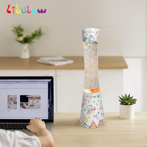 Image of 15.5 Inch Beautiful Music Party Rainbow Glitter Lamp, 2pcs Bulbs, Starry Night Light, Birthday Present for Girls, Kids, Adults and Teens, Mood Lighting, Home and Room Decor, Calming Rainbow Lamp