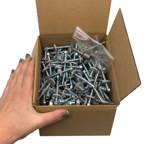 Marcopol (100 Stück) Verzinkter Stahl, Sechskantkopf, selbstbohrende 5,5 x 70 mm Schrauben mit EPDM-Unterlegscheiben zur Befestigung von Sandwichplatten (100, 5,5 x 70 mm), Silber