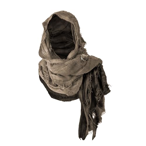 Wrap Dune Wasteland Hooded Shawl With Viking Brooch