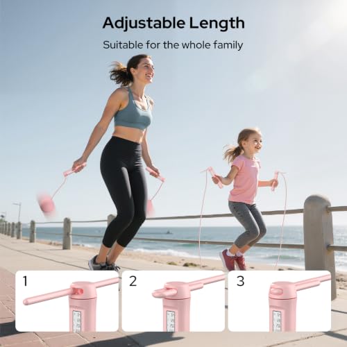 Image of Halohop Skipping Ropes for Women Cordless Counter Jump Rope with Large Cordless Ball Weighted Jump Rope for Women with LCD Display Pink