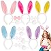 BHGT 5 Set Cerchietti per Capelli Fascia Orecchie Coniglio Papillon Coda Coniglietto Peluche per Travestimento Costume Pasqua Carnevale Halloween Festa Donna Ragazza