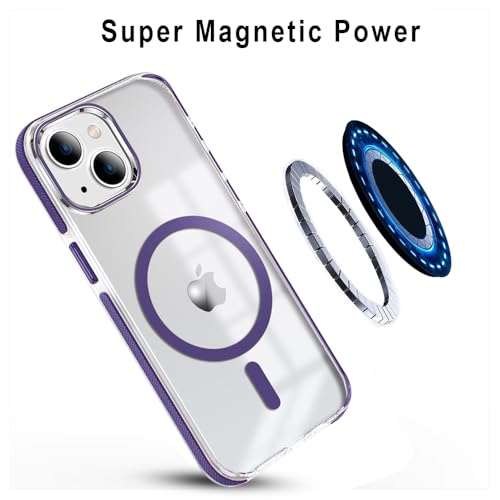 Image of MINTZZ ️ for iPhone 13 Pro Max Case, Compatible with MagSafe, Military-Grade Protection, Yellowing Resistant, Scratch-Resistant TPU Back, Magnetic Phone Case (Purple, iPhone 15 Plus)