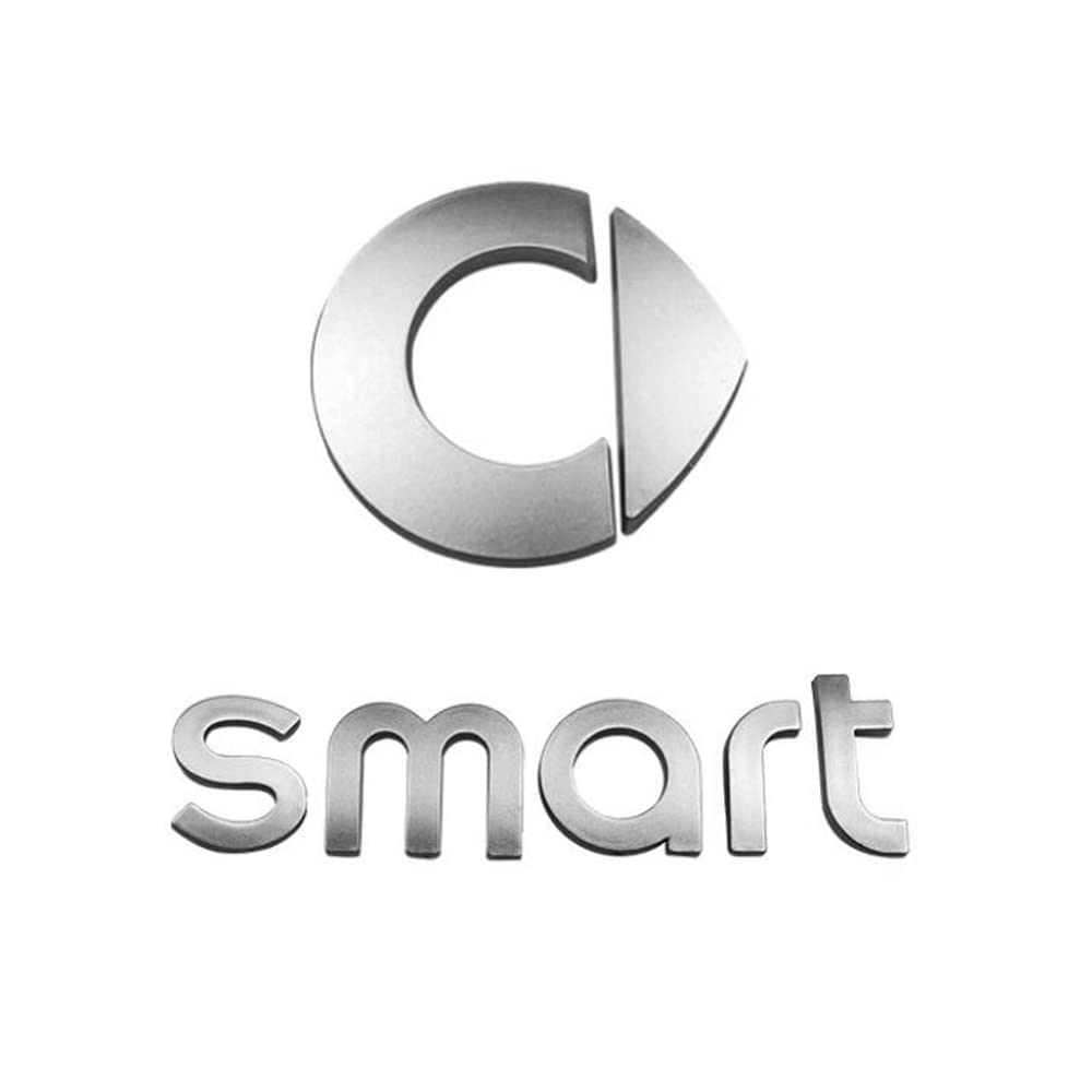 Auto Decalcomanie Adesivi per Smart 451 453 fortwo forfour, Auto Badge Logo Stemmi e Decorazioni Logo Lettera, Car Body Logo Sticker Decal, Auto Esterni Adesivi Car Styling,A Matte Silver