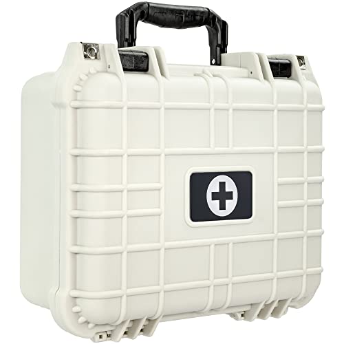 Eylar Large 13.37 Inch Hard Protective Medical Case EMT First Responder and First Aid Service Storage Box, Waterproof, Dustproof, Shockproof with Foam (White)