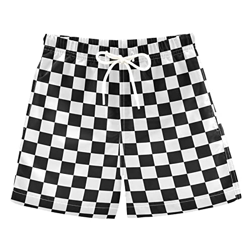 Quick Dry Beach Board Shorts Black White Buffalo Plaid Kids Swim Trunk Swimsuit Beach Shorts Swim Trunk for Boys 3T 20205720