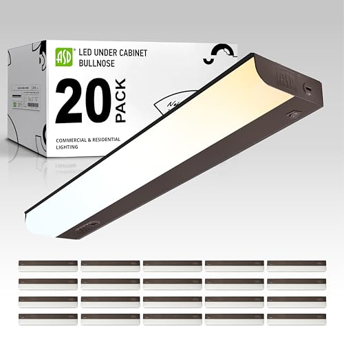 Image of ASD LED Under Cabinet Lighting Hardwired, 18 Inch 10W 2700K-5000K Selectable, 807LM, CRI90+, Direct Wire Linkable Under Counter Lights for Kitchen, Dimmable Under Cabinet Lights, Bronze, UL, 20 Pack