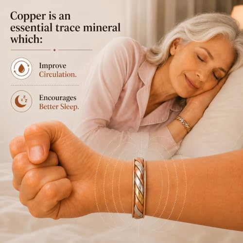 Image of Touchstone copper bracelets | gift for men women |adjustable 100% pure solid real magnetic jewelry | handmade bracelet set combo | rope braided tibetan bangles.