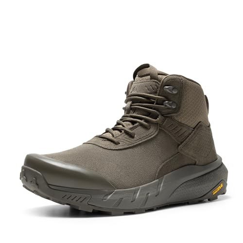 NORTIV 8 Men's Waterproof Military Tactical Work Boots Leather Motorcycle Combat Lightweight Non-Slip Hiking Boots for Men VaporGuard,Size 11,Coffee,SNMT246M