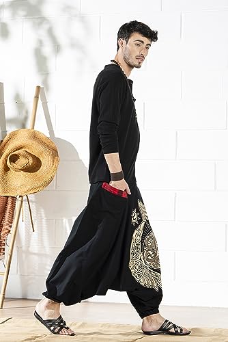 Image of The Veshti Company Printed Harem Pants for Men's Cotton Hippie Style Baggy Boho Yoga Pajama Pant with Pocket