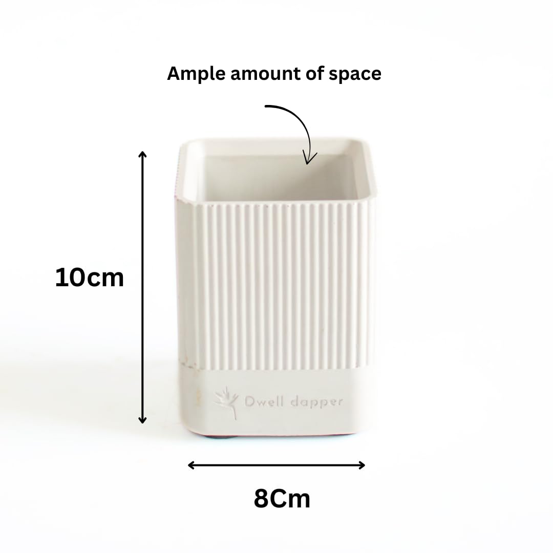 Dwell dapper | Concrete Made Toothbrush Holder | Hand Crafted | Multi-Purpose Pen Holder, Remote Holder | Stripe Design (Grey) — Amazon image 6