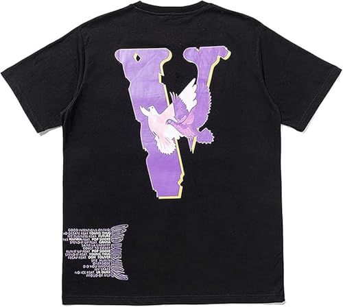 Hip hop Shirt Retro Fashion V Pattern Men Women Short Sleeved T-Shirt Rapper Street Clothing Teen Y2K Tee