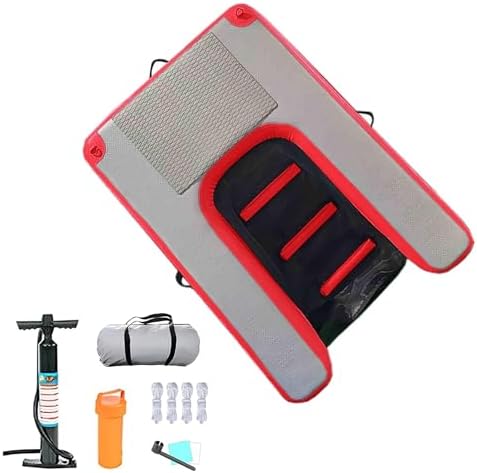 Inflatable Dog Ramp, Dog Water Entertainment Toy, Portable Puppy Board, Easy Access to Water, Suitable for Boats and Swimming Pools, Water Parks (Red)