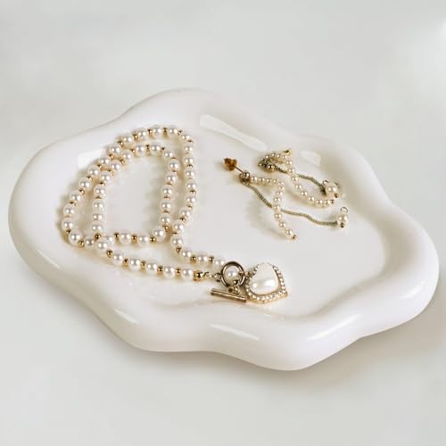 Ceramic Jewelry Tray-White Cloud Trinket Dish Tray Jewellery Dish for Rings, Watches & Keys, Cosmetic Holder for Nightstand Decor Entryway Table, Birthday Gift for Wife/Mother/Daughter/Friends - Cosy Home Interiors Ceramic Jewelry Tray-White Cloud Trinket Dish Tray Jewellery Dish for Rings, Watches & Keys, Cosmetic Holder for Nightstand Decor Entryway Table, Birthday Gift for Wife/Mother/Daughter/Friends