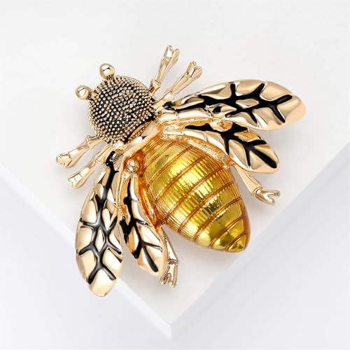 Image of Vintage Crystal Honey Bee Brooches for Women,Sparkly Rhinestone Insect Bee Brooches Charm Faux Pearl Yellow Sun Flower Honeybee Lapel Pins Dress Suit Shirt Prom Party Jewelry