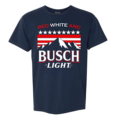 Busch Light Red White Light Mountains Navy T-Shirt