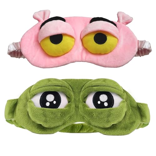 2 Stück Schlafmaske Lustig,Karikatur Schlafen Augenmaske,Nette Augenmaske für Kinder,Schlaf Reise Maske,Geeignet für lustige...