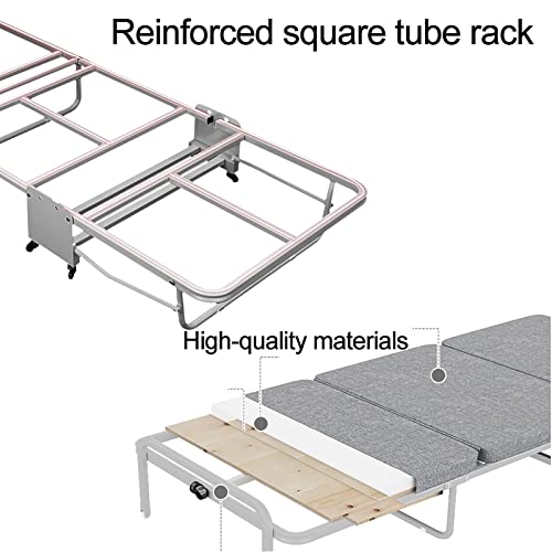 Zbyl Folding Bed Cot Size With Memory Foam Mattress, Rollaway Portable Foldable Guest Hideaway Bed For Adults, Sturdy Metal Frame, 180×60×26Cm (Color : Brown, Size : 180X60X26Cm) #TOP6