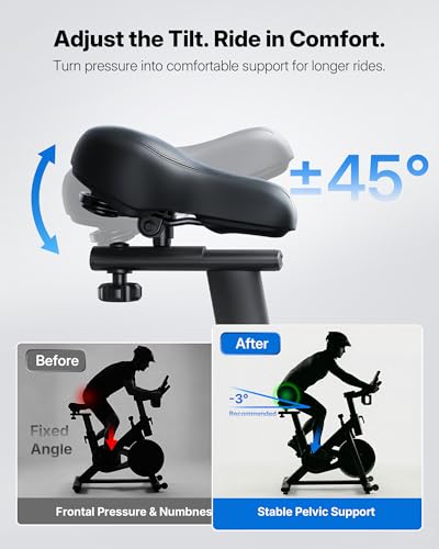 Image of Merach Magnetic Exercise Bike, Heavy Duty Stationary Bike with Automated Resistance, 300 350 Lbs Weight Capacity, Low Noise Indoor Workout Bike for Home Gym with Self-Developed App