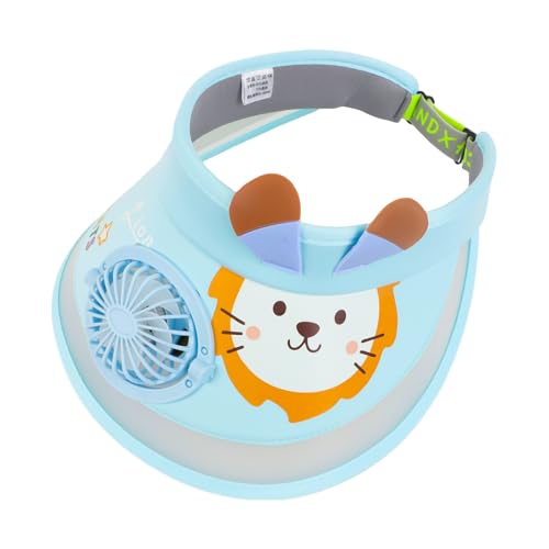 Cute Cartoon Sun Visor Hat with USB Rechargeable Fan Sun Protection Empty Top Wide Brim Sunhat for Boys Girls Outdoor3