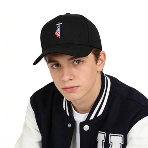 Casquette baseball anti-UV avec drapeau américain brodé pour homme et femme ados