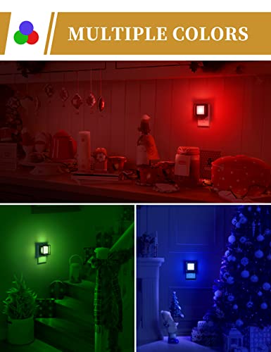 Image of DORESshop Red Night Light [2 Pack], Plug in Wall Night Lights, Twilight Sensor, LED Night Light with Adjustable Brightness, Bedroom, Bathroom, Hallway