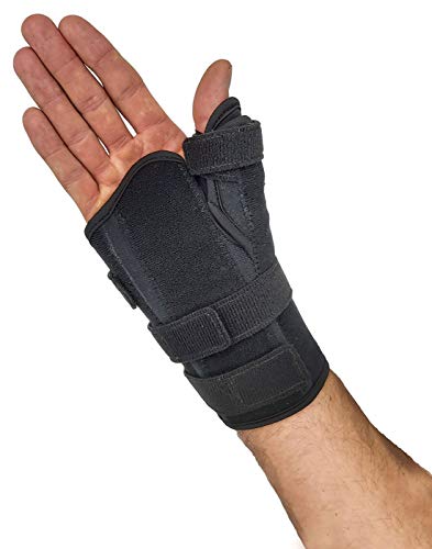 Thumb Spica Splint & Wrist Brace – Short Wrist Splint & Thumb Splint to Support Thumb Injuries, Tendinosis, Thumb Stabilizer for Fractures or Trigger Thumb. Hand Brace for Carpal Tunnel (Lar Right)