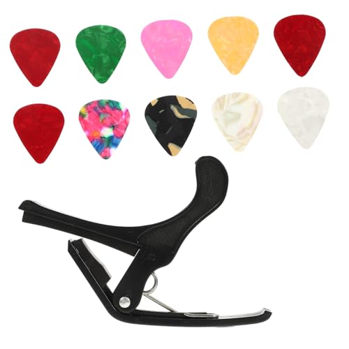 VANZACK 1 Set Guitar Capo Pick Set Multi Function Capo Guitar Picks Tuning Accessory for Beginners Professionals Random Color
