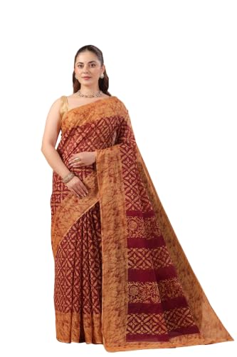Image of TAMAIRA FASHION Mulmul Pure Cotton Saree For Woman Batik Printed |Office Wear Daily Wear Sarees For Women Without Blouse Piece(Available in 10 Colours)