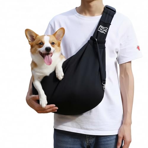 Kokopaws Sling Lightweight Pet Sling Classic Sling Carrier Wrap-Style Carrier Suitable for Pets Weighing 313 Lbs (Black)