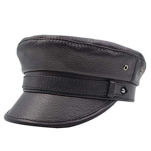 Yosang Men Women Leather Yacht Captain Sailor Hat Newsboy Cabbie Baker Peaked Beret Cap Black