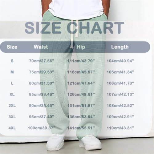 Waffle Pants for Men丨Big and Tall Drawstring Lightweight Breathable Baggy Casual Sweatpants Wide Leg with Pockets3