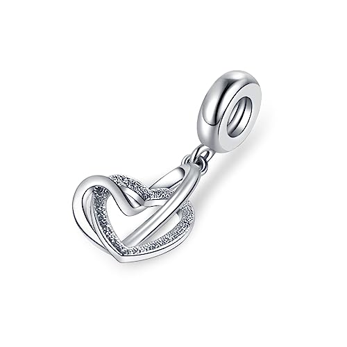 Abalorio de corazón entrelazado de plata elegante compatible con pulseras Pandora Charms 2
