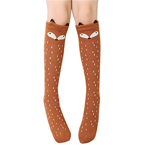 Zerototens Baby Girls Kids Knee High Socks Cute Dot Animal Pattern Cotton Stockings Mid Tube Socks for 3-12 Years Children (3-12 years old, G) Cover