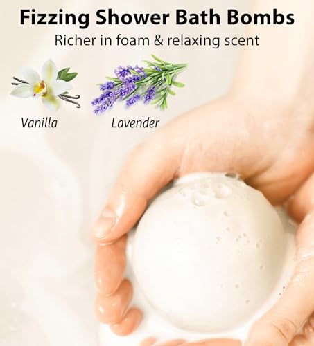 Creamy Lavender Vanilla Fizzing Bath Bomb Luxury Bath Gift Set - Sensitive Skin Formula for A Spa Relaxation Bath - Moisturizing Shea Butter - Stress Relief Gift for Women Christmas Birthday - Image 4