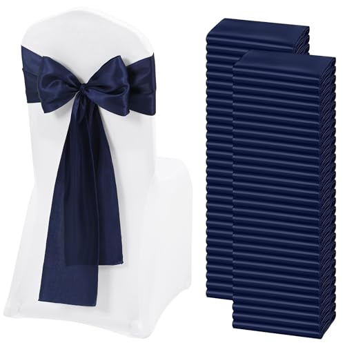 60 bandas de satén para sillas, lazos decorativos para bodas, Acción de Gracias, Navidad, banquetes y decoración del hogar, 7 x 108 pulgadas