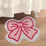 Urtlmaji Pink Bath Mat for Bathroom Non Slip, Cute Bathroom Rugs Coquette Bow Rug Plush Microfiber Bath Rug, Small Washable Absorbent Bath Mat for Bathtub Sink Girl's Bedside Preppy Room Decor 24'x20'