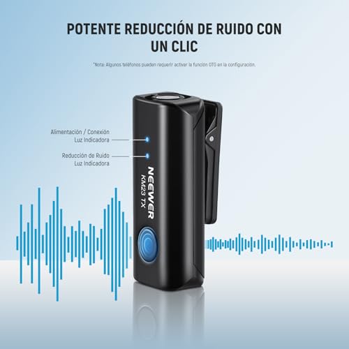 Micrófono lavalier inalámbrico omnidireccional para iPhone Android y portátil KM23 de dos canales 3