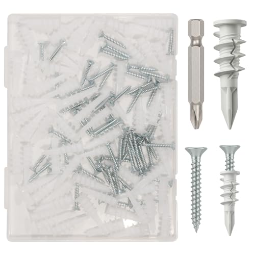 60PCS Dämmstoffdübel | Wärmebrückenfrei Thermo Dübel | Inkl. 30 Stück Hohlraumdübel+30 Stück Schrauben+TX40 Bit | für EPS/XPS Fassadenisolierung Ohne vorbohren Sichere Montage