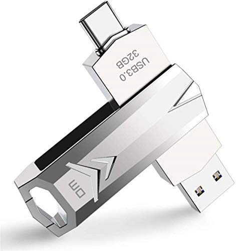 Forrader Clé USB C 2 en 1 USB-C 3.1 en alliage d'aluminium de type C USB 3.0 pour smartphone et PC Double usage Double prise (32 Go) Cover