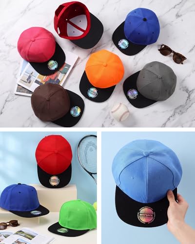 Image of 15 Pack Snapback Hats for Men Hip Hop Style Solid Baseball Hats Adjustable Snapback Cap Flat Brim Baseball Caps