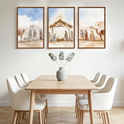 HANSILK Large Nativity Scene Wall Art, Framed Christian Painting of The Holy Family - Jesus, Mary & Joseph, for Living Room, Bedroom, Dining Room Decor - image 6