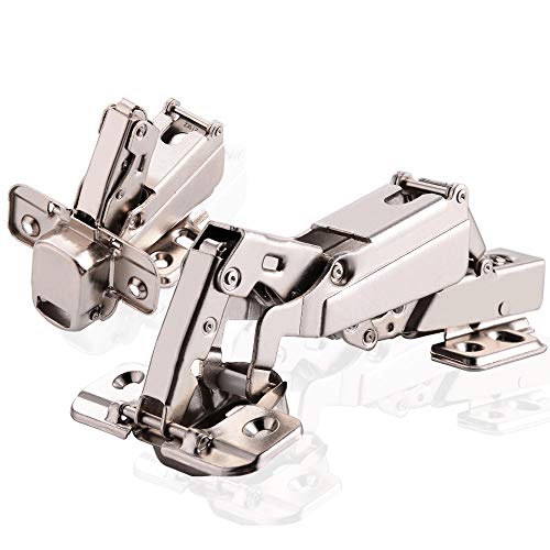 KINGO HOME 175 Degree Soft Close Hinges Frameless Full Overlay Stainless Steel Concealed Cabinet Door Hinges for Kitchen Cabinet Adjustable Soft Close Heavy Duty Hinges, 2 Pair