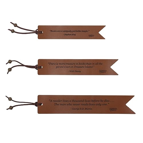 Genuine Leather Bookmarks Set with Quotes