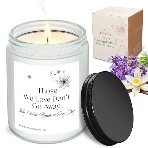 KinsHeart Sympathy Candle for Loss of Loved One - 9 Oz Jar Memorial Candle - Bereavement Gifts for Women - Grief Gifts for Women - Remembrance Candles for Deceased - Thinking of You Gift