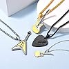 Suplight Mens Pendants Silver Guitar Pick Necklace for Husband Men Stainless Steel Guitar Music Lover Jewellery #3