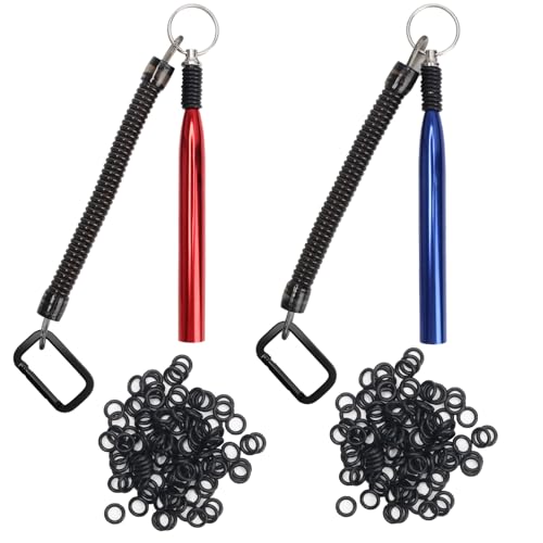 AHIER 2 Pack Wacky Rig Tools with 200 PCS Worm O Rings, Wacky Worm Kit for Stick Soft Baits